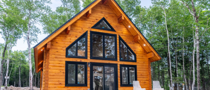 Finished log cottage exterior